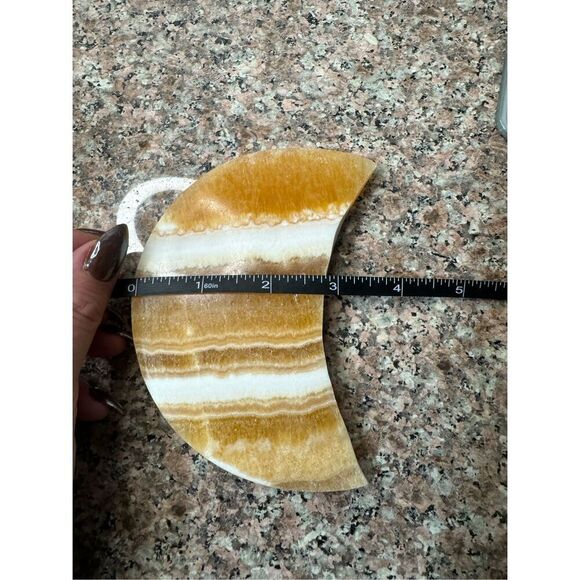 Banded Orange Calcite Moon - Picture 6 of 8